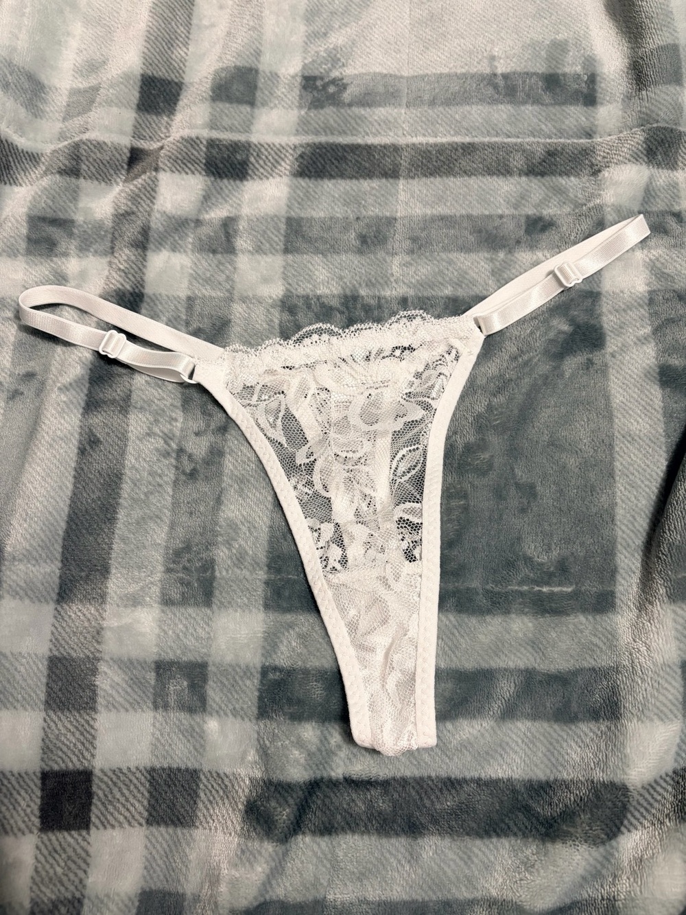 Lace Sheer Thong - White